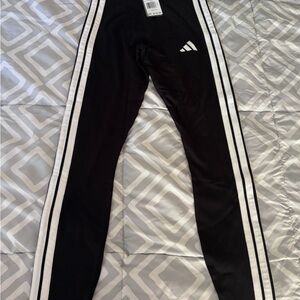 Adidas Black Leggings with White Stripes